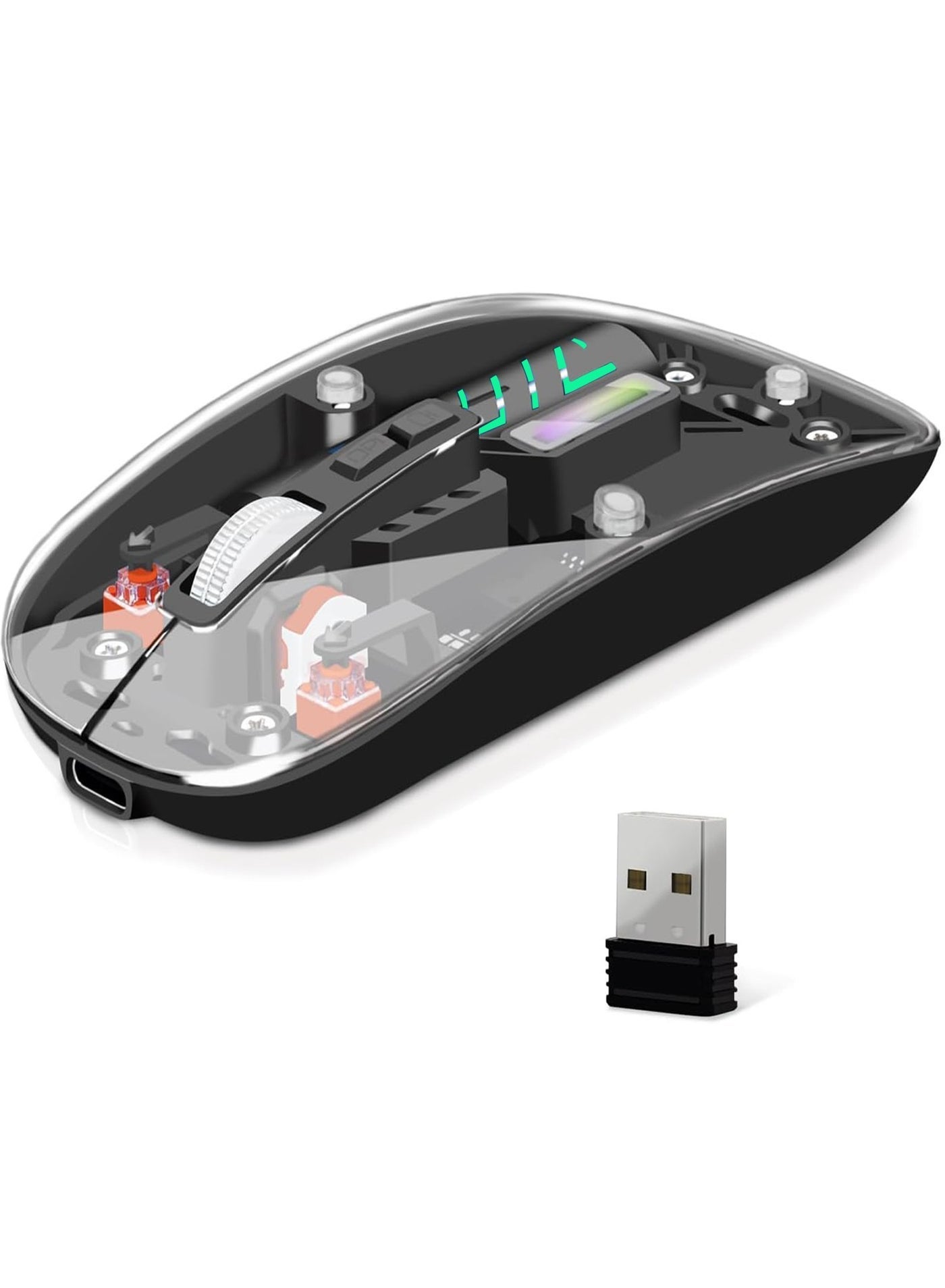 LAIAOCISI LAIAOCISI Led Rgb Transparent Silent Wireless Bluetooth Mouse usb Material: Plastic